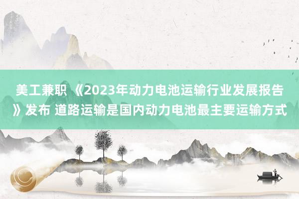 美工兼职 《2023年动力电池运输行业发展报告》发布 道路运输是国内动力电池最主要运输方式